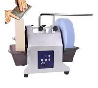 Afilador de cuchillos eléctrico de baja velocidad, afilador de cuchillos refrigerado por agua de doble rueda con tanque ajustable, velocidad ajustable de 90-300 rpm, muela abrasiva de 10 pulgadas,