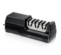 Afilador de cuchillos eléctrico MusyVocay con afilado de diamante 100%, afilador de cuchillos de cocina profesional de 3 etapas y 20 grados con guía de ángulo de precisión (Negro)