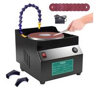 Afilador de cuchillos eléctrico refrigerado por agua, lijadora de banco en seco y húmedo con 7 velocidades ajustables, amoladora de disco de 120 W con 10 hojas de lija, avance y retroceso