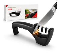 Afilador de Cuchillos Profesional 3 en 1 con Piedra Afilar Cuchillos y Afilador de Tijeras | Knife Sharpener Multiusos de 3 Etapas | Manual para Cuchillos Jamoneros y de Cocina