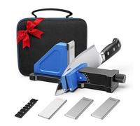 Afilador de Cuchillos Rodillo ángulo ajustable 0-50° | Kit de afilado, 3 placas abrasivas: diamante 400/800, piedra 1000, estuche para regalo