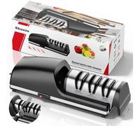 Afilador eléctrico profesional para cuchillos, cabezales de pulido reemplazables, abrasivos totalmente de diamante, guías angulares de precisión, compatible con filos dobles y filos ondulados