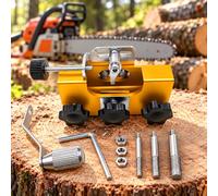 Afilador manual de cadenas, para STIHL MS 180 | Afilador manual con 3 cabezales abrasivos, manivela y estructura ajustable para un mantenimiento preciso de la cadena.