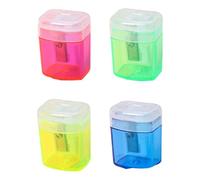 Afilador manual de un solo orificio con protector a prueba de niños, 4 selecciones de color, material escolar permanente de poliestireno, material escolar para el aula