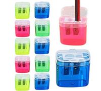 Afilalápices Manual | Afilalápices Para Aula De 2 Agujeros - 12 Unidades con Caja Para Afilar Lápices Para Estudiantes, Artistas, Niños, Niñas, Jóvenes y Adultos