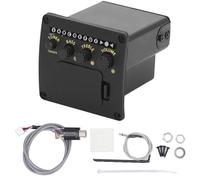 Afinador de guitarra negro, afinador de guitarra acústica de ecualizador de 2 bandas para estudio de escenario, con ajustes de graves y agudos, fácil de instalar y construido para durar