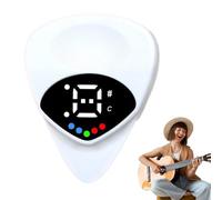 Afinador de guitarra y púa de guitarra 2 en 1, nueva púa de guitarra digital 2025 con pantalla LED, púa de guitarra de 0.6 mm con 12 temperamentos iguales, nota musical, afinación eficiente (1 unidad)