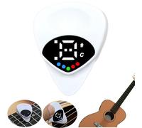 Afinador de guitarra y púa de guitarra 2 en 1, púa de guitarra digital con pantalla LED, 0.6 mm de grosor, nota musical de 12 temperamentos iguales, afinación eficiente, regalo perfecto para guitarra