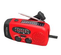 AFINTEK Radio de emergencia con energía solar, radio AM/FM/NOAA, 2000mAh Powerbank, linterna LED, manivela manual, rojo