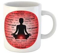 Afirmación Del Chakra Muladhara De La Mujer Meditando Con Raíz Roja (Aura Corporal) Tazón De Café Novedad Tazas De Regalo Cerámica Tazas Té Regalos Divertidos Para Familiares Amigos Navidad 330Ml