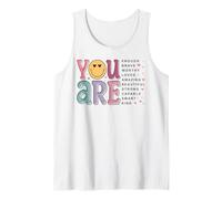 Afirmación Positiva Lindo corazón Ojos Cara Feliz Motivacional Camiseta sin Mangas