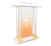 Afitdon Iglesias púlpito, Atril de acrílico Transparente con Ruedas y luz LED Ajustable de 15 Colores, Soporte de podio Grande de acrílico para Iglesia, Concierto, Conferencia, Boda, Aula