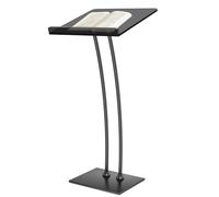 Afitdon Podio acrílico con Base Estable de Hierro y Ranura para bolígrafo, púlpito Negro con Plataforma de Lectura de acrílico de 10 mm Engrosada, Soporte de podio para Iglesia, conferencias, Bodas