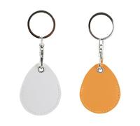 AfitLulu 2 Llaveros NFC Llaveros Personalizados con Forma de Gotita, Piel Sintética Llavero de Coche, Moderno Funda Protectora para Tarjetas de Acceso, púa de Guitarra (Blanco+Amarillo)