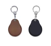 AfitLulu 2 Llaveros NFC Llaveros Personalizados con Forma de Gotita, Piel Sintética Llavero de Coche, Moderno Funda Protectora para Tarjetas de Acceso, púa de Guitarra (Negro+Marrón)
