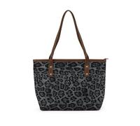AfitLulu Bolsa Tote Leopardo Bolso de Mano para Mujer con 1 Bolsillo con Cremallera, Moda Tote Bag Bolso Bandolera Mujer, Bolso Cruzado de Tela de ante Suave, Bolso Shopper para Viajes, Citas (Negro)