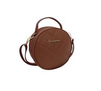 AfitLulu Bolso Bandolera Pequeño Mujer Redonda Bolsos Cruzado, Acolchada Bolsos de Hombro de Piel Sintética, Bolso Mujer Sling Bag con Asa y Correa de Hombro Extraíble (Marrón)