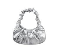 AfitLulu Bolsos Pequeño Mujer de Piel Sintética Bolso Fiesta Mujer, Bolso Plisado en la Nube, Bolso de Mano de Moda de Noche con Cierre Magnético a Presión para Fiestas Citas (Plateado)