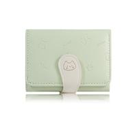 AfitLulu Bonita cartera de piel sintética con impresión 3D de dibujos animados con hebilla de uñas de gatito y ventana de identificación en forma de corazón, carteras pequeñas triples para mujeres,