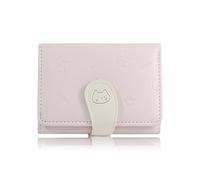 AfitLulu Bonita cartera de piel sintética con impresión 3D de dibujos animados con hebilla de uñas de gatito y ventana de identificación en forma de corazón, carteras pequeñas triples para mujeres,