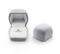 AfitLulu Caja de Anillo de Terciopelo, Elíptica Caja Anillo Compromiso, Ring Box Joyero Mujer Jewelry Box para Propuestas, Compromisos y Bodas (Gris)