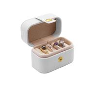 AfitLulu Caja para Anillos de Viaje, Joyero Viaje Caja Anillo Compromiso de Piel Sintética con 4 Ranuras, Portátil Joyero Anillos Ring Box para Viajes, Uso Diario (Blanco)