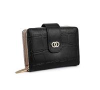 AfitLulu Cartera de mujer de piel sintética pequeña billetera de moda con patrón de cocodrilo monedero mujer con cierre a presión y cremallera para tarjetas de crédito, tarjetas de identificación,