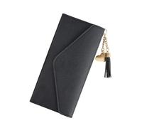 AfitLulu Cartera para mujer, de piel sintética, triple pliegue, con colgante de corazón y borla, 6 ranuras para tarjetas, 1 ventana de identificación, 1 compartimento para efectivo, cartera delgada