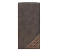 AfitLulu Cartera retro de piel sintética para hombre, con 11 ranuras para tarjetas de crédito y bolsillo para monedas con cremallera, carteras largas para hombre, cartera delgada con 3 compartimentos