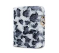 AfitLulu Carteras de Mujer Leopardo Tarjetero, Billetera Mujer con Llavero y Cremallera, Peluche Cartera Monedero con 4 Ranuras para Tarjetas, 2 Compartimentos para Billetes y 1 Bolsillo (Azul)