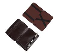 AfitLulu Carteras para Hombre con Tapa Tipo Mágico, Billeteras Ultrafina Piel Sintética Tarjetero, Pequeña Monedero con 3 Ranuras para Tarjetas y Un Monedero (Marrón Oscuro-1)