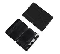 AfitLulu Carteras para Hombre con Tapa Tipo Mágico, Billeteras Ultrafina Piel Sintética Tarjetero, Pequeña Monedero con 3 Ranuras para Tarjetas y Un Monedero (Negro-1)