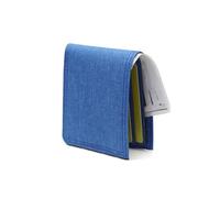 AfitLulu Carteras para Hombre de Lona con Ranura Múltiple y Ventana de Identificación, Ultrafina Delgada Monedero Billeteras Hombre para Tarjetas, Fotos, Monedas (Azul)