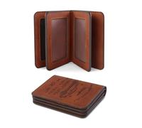 AfitLulu Carteras para Hombre Tarjetero de Cuero, Genial Monedero Pequeño Carteiras, Moda Billeteras Cartera Hombre Piel con 5 Ventanas Transparentes y 2 Compartimentos para Tarjetas (Marrón)