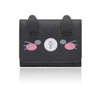 AfitLulu Carteras pequeñas de tres pliegues para mujer, cartera delgada para tarjetas con bonitas orejas de conejo 3D y ventana de identificación, bolso de piel sintética para mujer, bonita cartera