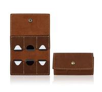 AfitLulu Funda plegable para tarjetas de memoria de 6 ranuras, portátil, retro, de cuero, organizador de almacenamiento con broche de metal para viajes y almacenamiento diario (marrón)