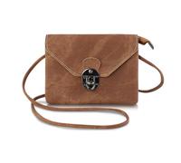 AfitLulu Handytasche zum Umhängen Damen, Klein Umhängetasche Damen PU-Leder Crossbody Bag mit Drehriegel und Reißverschluss, Handy Umhängetasche Crossbag Schultertasche mit 3 Innenfächer, marrón, S