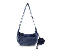 AfitLulu Juego de 2 piezas vaquero cruzado bolso bandolera mujer hobo bolso con mini cartera extraíble, bolsa de luna media luna para mujer con 6 bolsillos y correa de hombro ajustable, Retro Blue, S