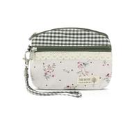 AfitLulu Kleine Portemonnaie Damen Canvas Geldbeutel Damen Klein, 2 Lagen Reißverschlusstaschen Mini Geldbörse Bohème Stil Mini Portemonnaie für Münzen, Bargeld und Karten, Verde-c, 13*10*1cm, Estilo
