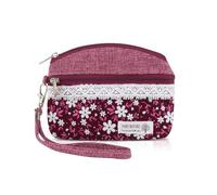AfitLulu Kleine Portemonnaie Damen Canvas Geldbeutel Damen Klein, 2 Lagen Reißverschlusstaschen Mini Geldbörse Bohème Stil Mini Portemonnaie für Münzen, Bargeld und Karten, Rojo-b, 13*10*1cm, Estilo