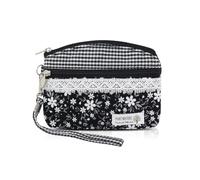 AfitLulu Kleine Portemonnaie Damen Canvas Geldbeutel Damen Klein, 2 Lagen Reißverschlusstaschen Mini Geldbörse Bohème Stil Mini Portemonnaie für Münzen, Bargeld und Karten, negro-a, 13*10*1cm, Estilo