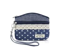AfitLulu Kleine Portemonnaie Damen Canvas Geldbeutel Damen Klein, 2 Lagen Reißverschlusstaschen Mini Geldbörse Bohème Stil Mini Portemonnaie für Münzen, Bargeld und Karten, Corazón de melocotón-2, 13