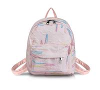 AfitLulu Mochila Pequeña Mujer, Mini Mochila Ligera y Moderna, Mochilas Pequeñas Mujer con 2 Bolsillos con Cremallera, Mochilas Casual Bonita Mochila Viaje con Correa Ajustable (Rosa)
