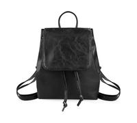 AfitLulu Mochila Pequeña Mujer, Mini Solapa Mochila Viaje con Cordón, Impermeable Mochilas Pequeñas, Mini Mochila Mujer Casual de Piel Sintética, Bolso Mochilas con Correa Ajustable (Negro)