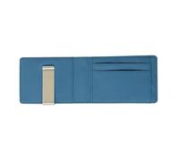 AfitLulu Monedero para hombre pequeño de piel sintética con clip de metal, cartera delgada con 5 compartimentos para tarjetas de crédito, azul, 11.5 * 8 * 1cm, Moderno