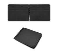 AfitLulu Monedero para hombre ultrafino cartera para hombre con 4 compartimentos para tarjetas y pinzas para dinero, monedero para hombre Billfold Portemonnaie Hombre Regalo, Negro , 11 * 8 * 1cm,