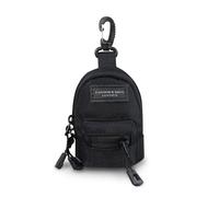 AfitLulu Monedero Pequeño con Forma de Mochila, 2 Bolsillos Monederos con Cremallera y Mosquetón, Mini Billetera Cartera Pequeña con Gancho Extraíble para el Cuello (Negro)