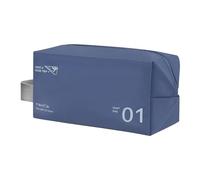 AfitLulu Neceser de viaje impermeable de PVC pequeño con cremallera y asa, bolsa de viaje para mujer, organizador de maquillaje, bolsa de ducha portátil para artículos de tocador, cosméticos, Azul-2