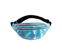 AfitLulu Riñonera holográfica de moda con 3 bolsillos con cremallera, riñonera resistente al agua para mujeres y hombres con cintura ajustable para actividades al aire libre, Blue, moda