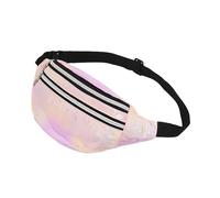 AfitLulu Riñonera holográfica para correr para hombres y mujeres, riñonera de moda con 2 bolsillos con cremallera y correa ajustable para pasear al perro, deportes al aire libre, Pink, Holográfico